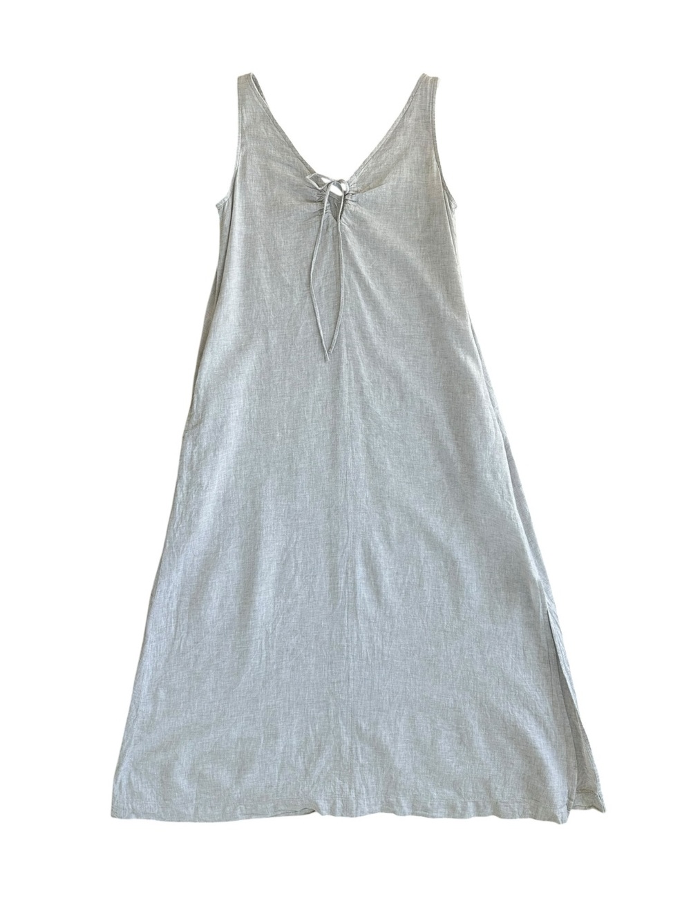 Lou & Grey Linen Cotton Tie Keyhole Maxi Pocket Dress
